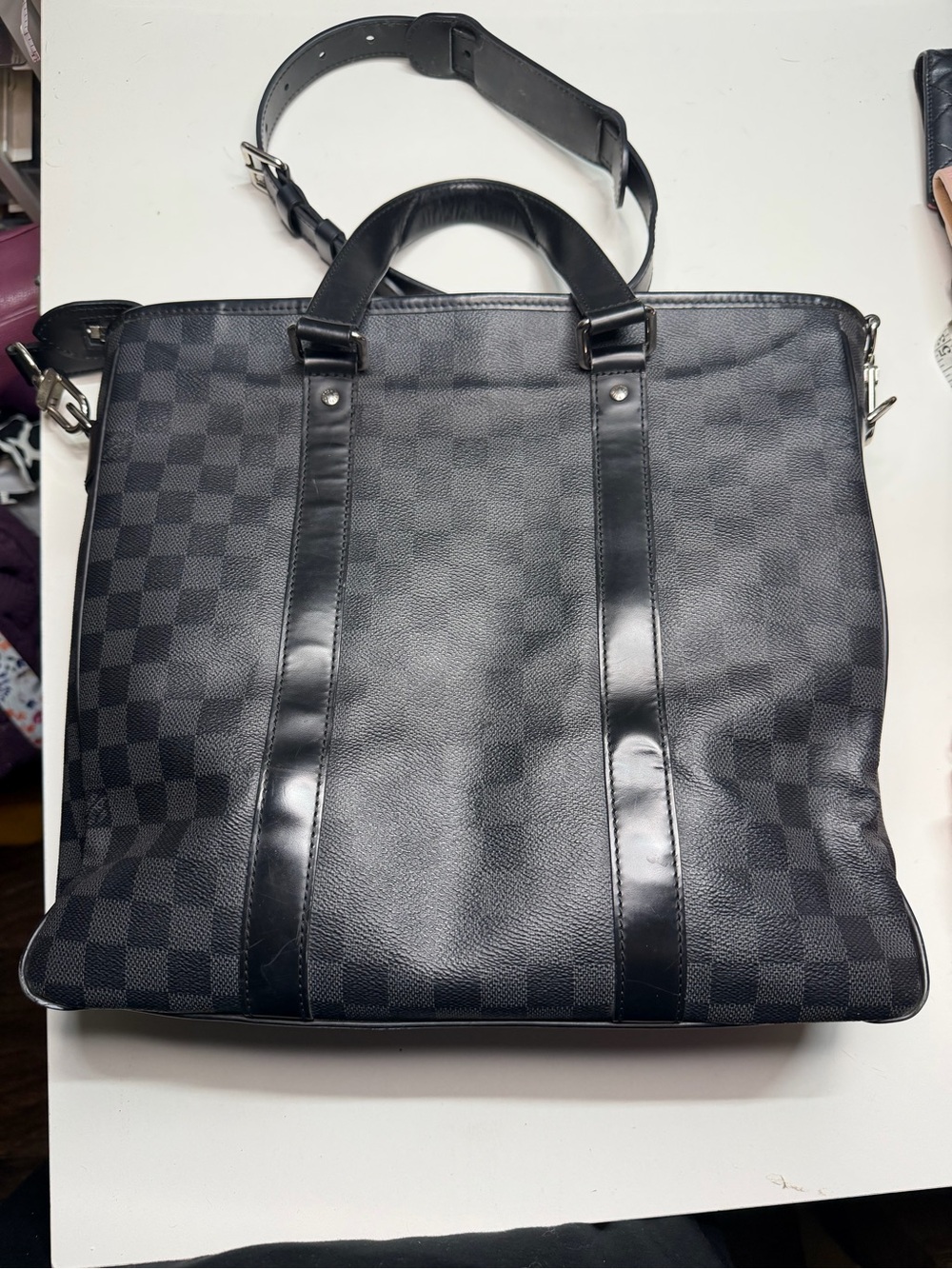 Louis Vuitton Black Damier Graphite Messenger Briefcase with Top Handles